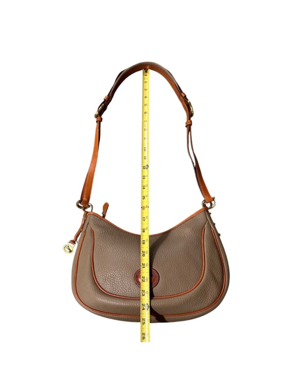 Vintage Dooney & Bourke Purse Crescent Sac Shoulder Bag Taupe Leather 1990s USA - Picture 16 of 16